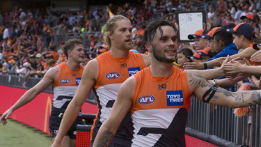 Battle in the west: Greater Western Sydney Giants player Zac Williams.