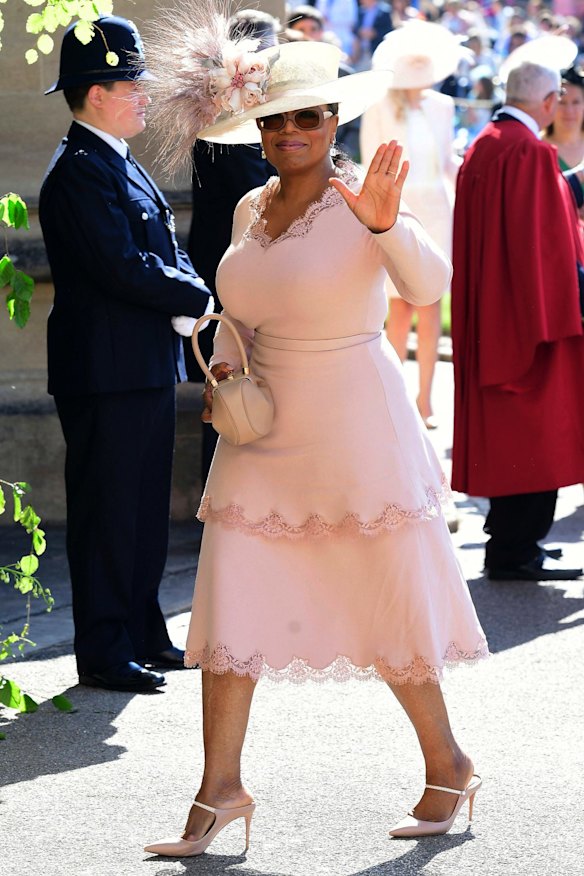 Oprah Winfrey was one of the few celebrities who wore on-trend mules to the wedding.
