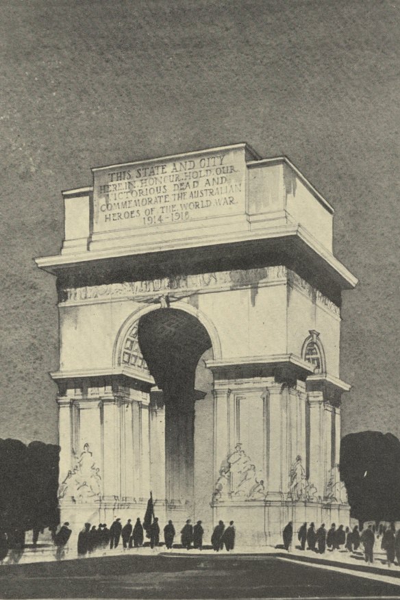 A triumphal arch designed by Arthur Stephenson, Percy Meldrum and Harold Desbrowe-Annear came sixth in the competition.