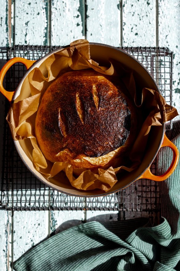 Some home bakers swear by preheating a Dutch oven before baking a sourdough loaf in the hot, lidded pot.