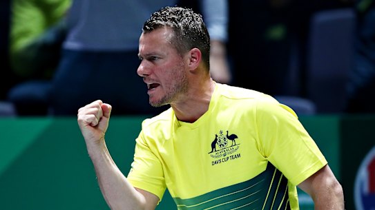 Revenge mission: Australia's captain Lleyton Hewitt during November's Davis Cup defeat to Canada.