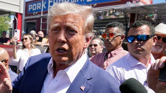 Former president Donald Trump campaigning in Iowa.