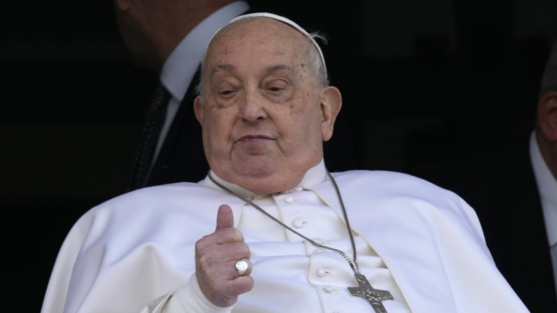 Pope Francis appears in public for the first time since life-threatening pneumonia