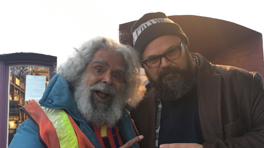 The late Uncle Jack Charles with The Age’s Indigenous affairs reporter, Jack Latimore, in Carlton.