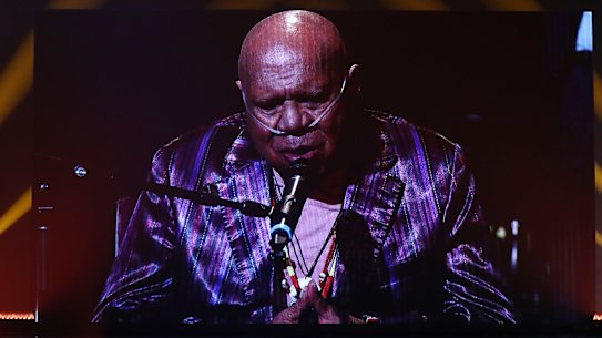 Archie Roach performs via video link at the 2020 ARIA Awards.