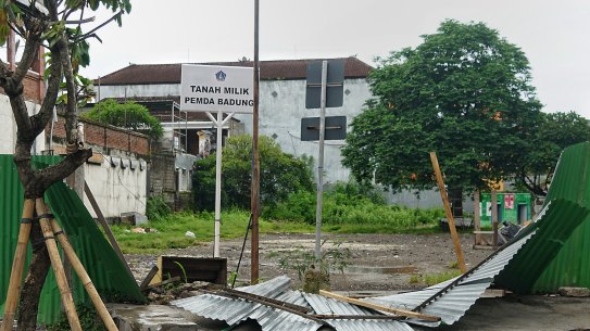 The Sari Club site last month. The sign says the land is now owned by the Badung Regency local government.
