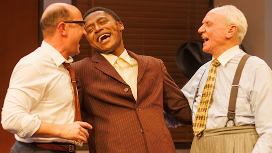 Josh McConville, Donné Ngabo and Alan Dale in Retrograde.