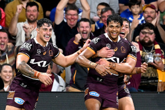 Kotoni Staggs (left) has identified his teammate’s flaws and passed them on to NSW.