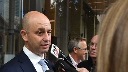 Case in point: Todd Greenberg speaks to the media outside court.