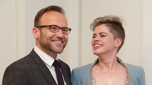 Greens MP Adam Bandt and Claudia Perkins.