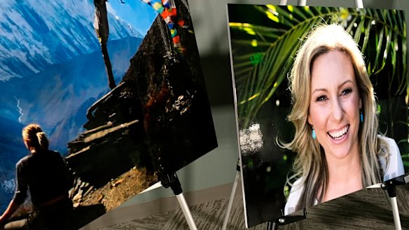 Posters of Justine Ruszczyk Damond are displayed at a news conference  last year.