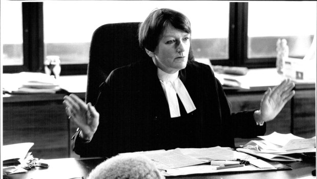 Jane Mathews pictured in her NSW Supreme Court chambers in 1992.