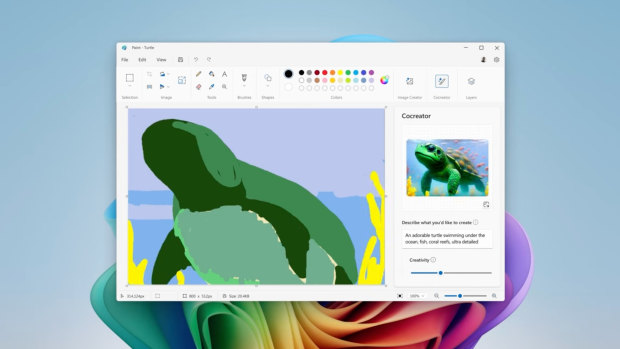 Microsoft’s Cocreator draws alongside you to create an AI-generated image.