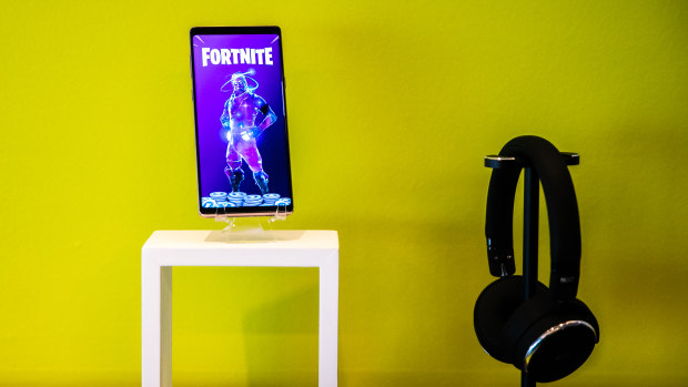 Fortnite running on a Samsung Galaxy Note9 at the Unpacked event in New York
