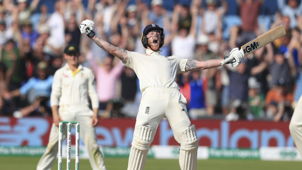 Ben Stokes celebrates England's stunning win.