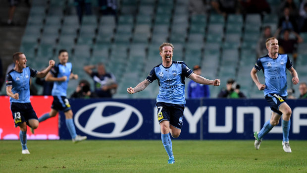 Sea of blue: It was blue seats, not shirts that greeted Sydney FC in their semi-final.