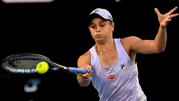 Ash Barty finished off Danka Kovinic in just 44 minutes on Tuesday night.