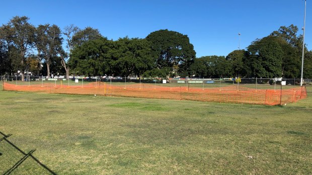 The pitch Coorparoo Cricket undertook irrigation work on is now blocked off by the council.