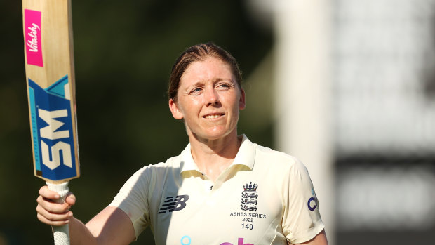 England captain Heather Knight finished day two unbeaten on 127. 