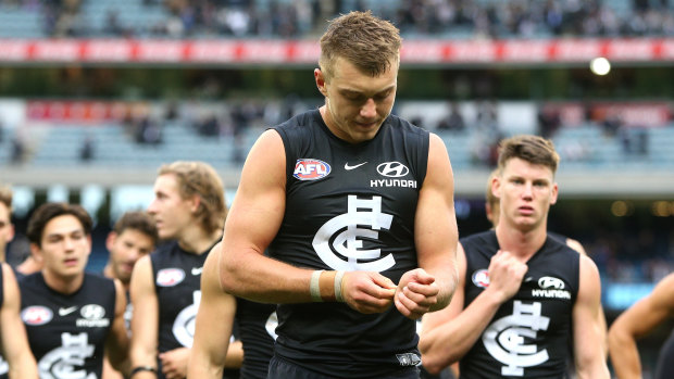 Carlton skipper Patrick Cripps, leading his side off the ground, put in another inspirational performance.