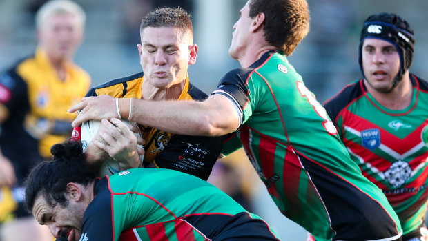 'In shock': Paul Carter is tackled while playing for Cessnock.