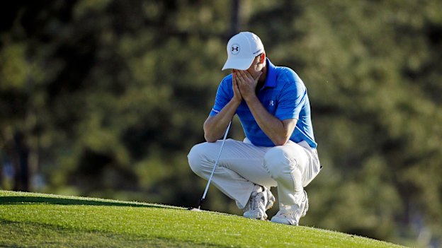 Jordan Spieth during the final round of the 2016 US Masters. He came unstuck on the 12th with a quadruple bogey. 