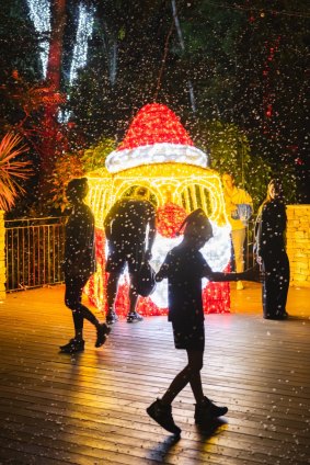 The snow machine runs at the Wanneroo Botanical Gardens.
