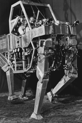 Science fact ... General Electric’s Ralph Mosher at the controls of his Cybernetic Anthropomorphous Machine in New York in 1969.