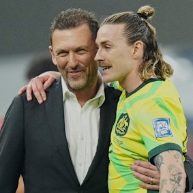 Jackson Irvine and Tony Popovic.
