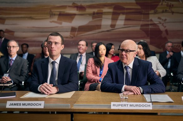 Jordan Renzo as James Murdoch and Steve Pemberton as Rupert Murdoch, who owned the News of the World.
