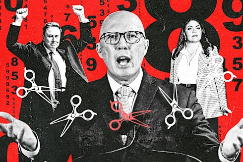 Elon Musk, Peter Dutton and Jacinta Nampijinpa Price.