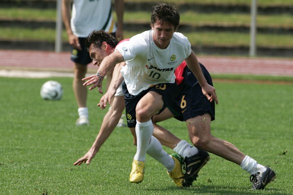Harry Kewell and Tony Popovic training with the Socceroos during the 2006 World Cup.