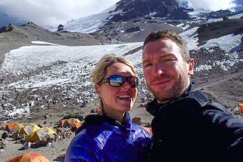 Shared love of adventure: the late Marisa Strydom and husband Rob Gropel on their Mount Everest climb at Base Camp in 2016.