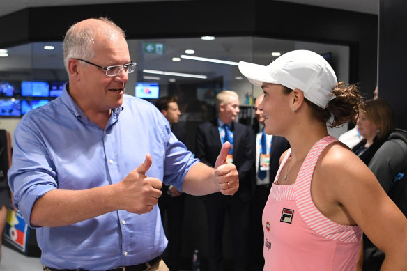 Prime Minister Scott Morrison with Ash Barty in January.