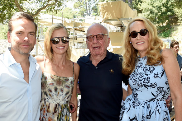 Lachlan and Sarah Murdoch with Rupert Murdoch and Jerry Hall celebrating the winery's 30th anniversary.
