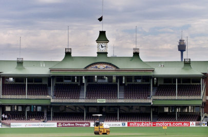 History happens here, a flag flies at half-mast at the SCG after the death of Sir Donald Bradman, 2001.