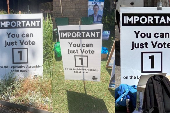 Teal independent Jacqui Scruby has filed a formal complaint about NSW Liberal signs in the Pittwater electorate. 