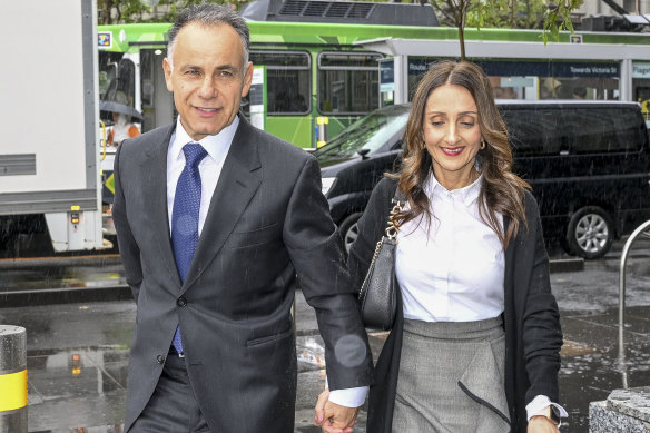 Opposition Leader John Pesutto and wife Betty arriving at the Federal Court on Wednesday.