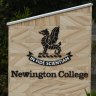 Students entering Newington College, which will soon accept female students.