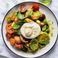 Heirloom tomatoes with burrata and basil oil