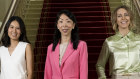 Women to watch. L to R: Ellie Coates, director strategy and integrated operations at Fortescue; Vivien Cheung, vice president, infrastructure at IFM Investors; and Nancy Wang,  director, sustainable finance at ANZ.  