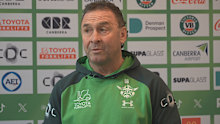 Ricky Stuart speaks to media.