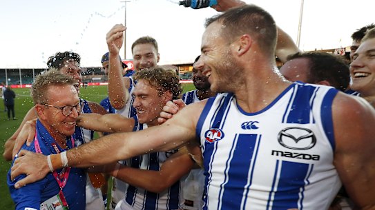 Sheer relief: David Noble and the Roos.