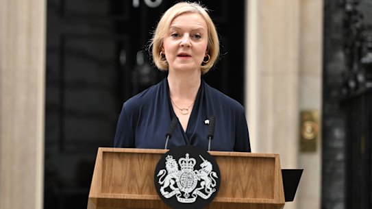 Liz Truss announces her resignation as Conservative Party leader, and prime minister, at 10 Downing Street.