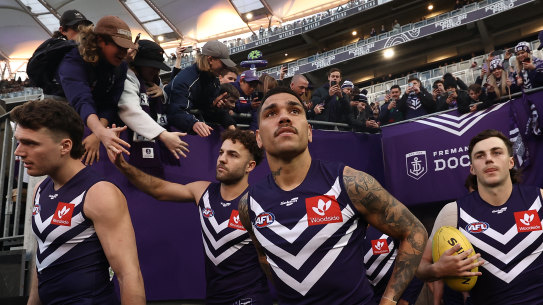 Michael Walters stepped away from the midfield to lead Fremantle’s forward line in 2022.