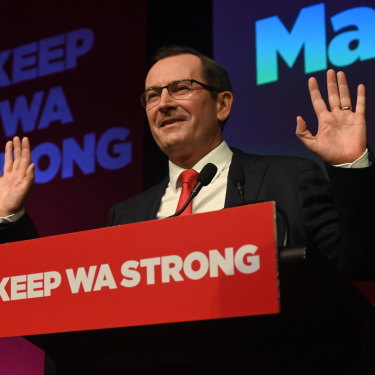 WA Premier Mark McGowan speaking at his campaign launch.
