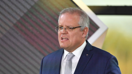 Prime Minister Scott Morrison during the 2020 Australian of the Year Awards in Canberra.