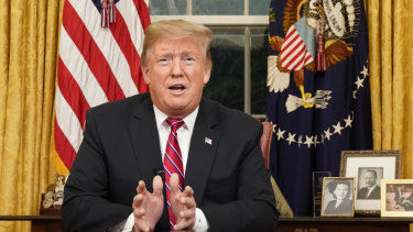 President Donald Trump speaks from the Oval Office of the White House as he gives a prime-time address about border security on Thursday.