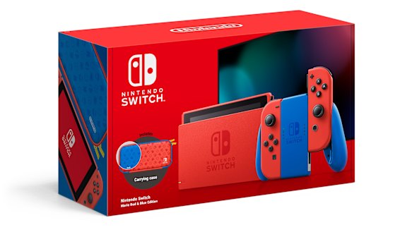 The Mario Red & Blue Switch gives a new look to Nintendo’s popular system.