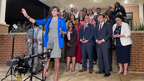 Texas state Representative Jessica Gonzalez speaks after House Democrats pulled off a dramatic, last-ditch walkout.